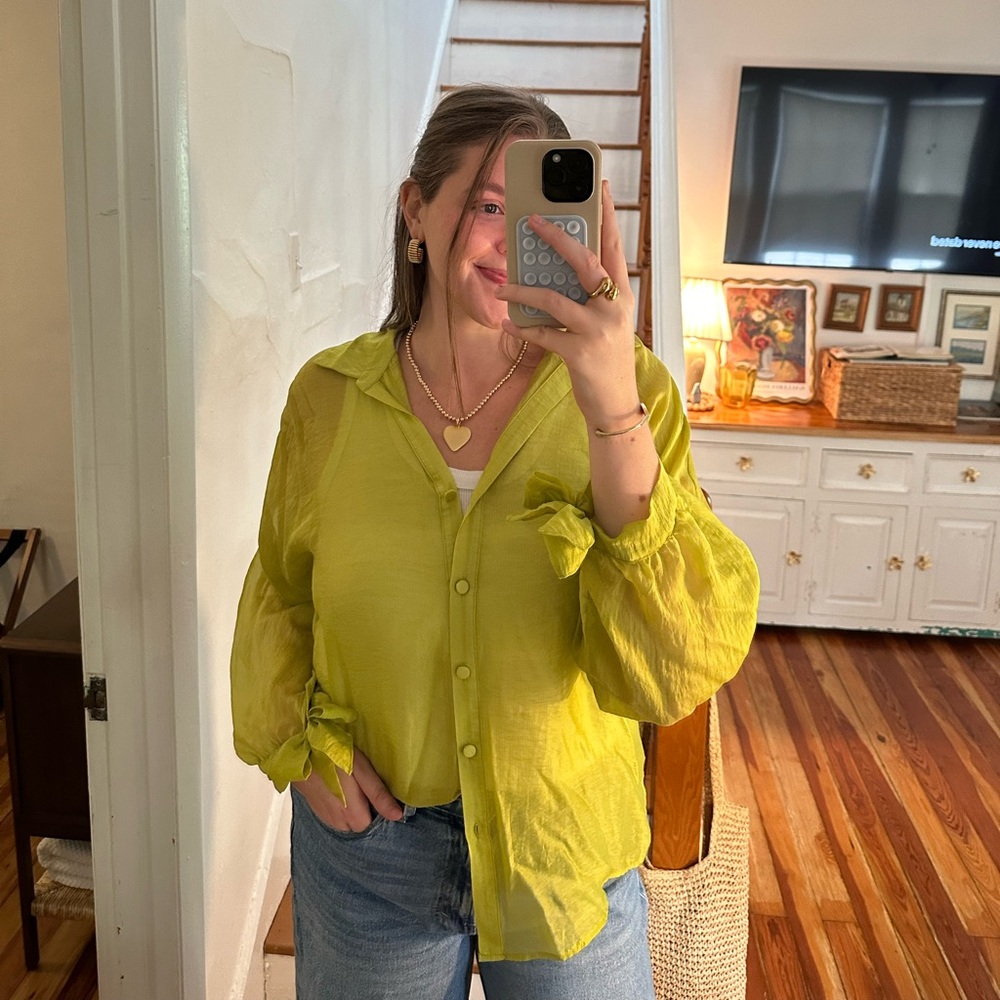 Worthington Chartreuse Button-Down Shirt